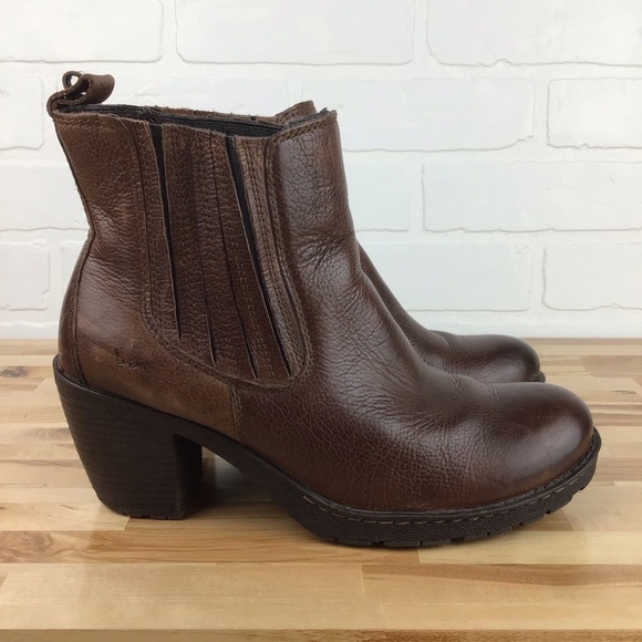 B.O.C. Distressed leather ankle heeled boots brown chunky booties southwestern 9 - Picture 3 of 16